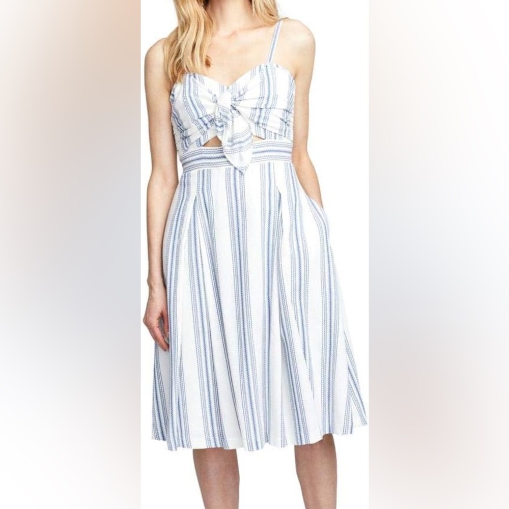 RACHEL ROY Nautical Sailor Blue and White Striped Cutout Dress